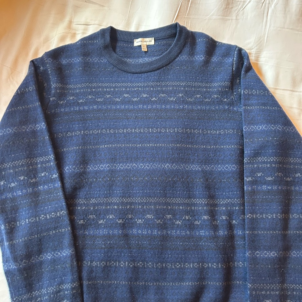 Peter Millar Navy Patterned Cashmere Crewneck - image 2